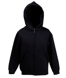 62 035 36 Jachete de copii negre cu gluga buzunare si fermoar Kids Hooded Sweat Jacket Fruit of the Loom poza 2