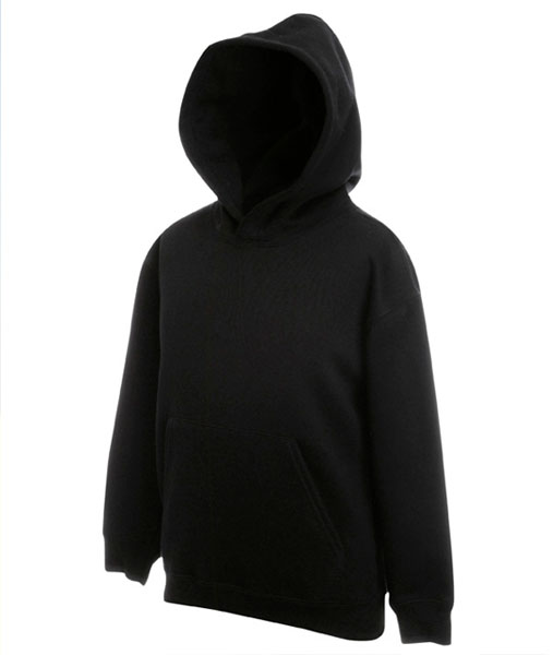 62 037 36 Hanorace de copii negre cu buzunar cangur Kids Hooded Sweat Fruit of the Loom poza 2