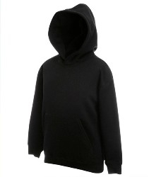 62 037 36 Hanorace de copii negre cu buzunar cangur Kids Hooded Sweat Fruit of the Loom poza 2