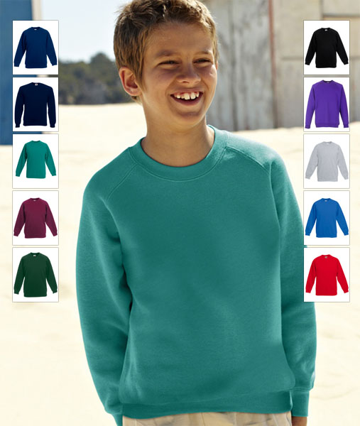 62 039 00 Bluze promotionale pentru copii colorate Kids Raglan Sweat Fruit of the Loom poza 1