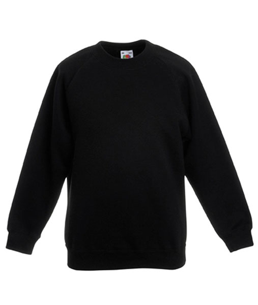 62 039 36 Bluze promotionale pentru copii negre Kids Raglan Sweat Fruit of the Loom poza 3