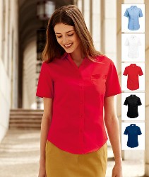 65 014 0 Camasi promotionale de dama colorate cu maneci scurte Lady Fit Short Sleeve Poplin Shirt Fruit of the Loom poza 1