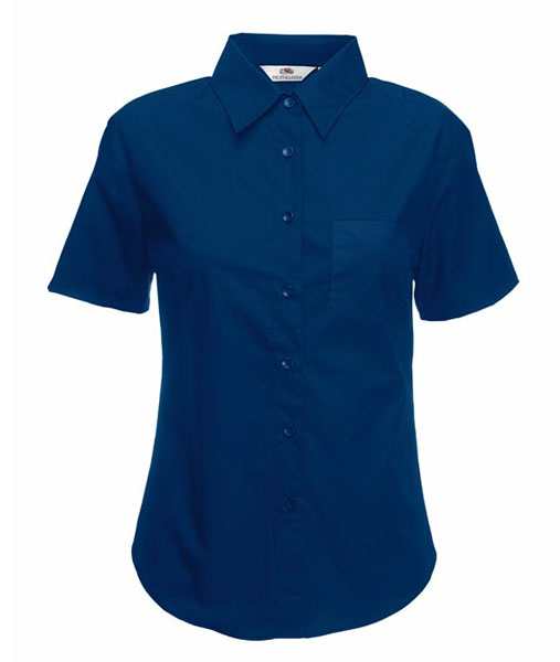 65 014 32 Camasi promotionale de dama albastre cu maneci scurte Lady Fit Short Sleeve Poplin Shirt Fruit of the Loom poza 2