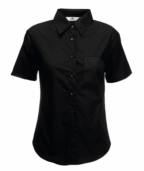 65 014 36 Camasi promotionale de dama negre cu maneci scurte Lady Fit Short Sleeve Poplin Shirt Fruit of the Loom poza 3