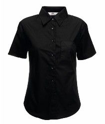 65 014 36 Camasi promotionale de dama negre cu maneci scurte Lady Fit Short Sleeve Poplin Shirt Fruit of the Loom poza 3