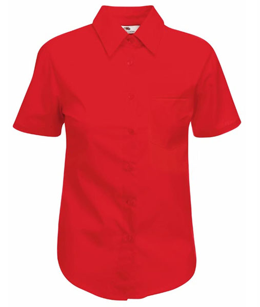 65 014 40 Camasi promotionale de dama rosii cu maneci scurte Lady Fit Short Sleeve Poplin Shirt Fruit of the Loom poza 4