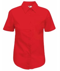 65 014 40 Camasi promotionale de dama rosii cu maneci scurte Lady Fit Short Sleeve Poplin Shirt Fruit of the Loom poza 4