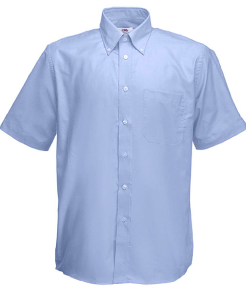 65 112 OD Camasi promotionale barbatesti albastre cu maneci scurte Short Sleeve Oxford Shirt Fruit of the Loom poza 5