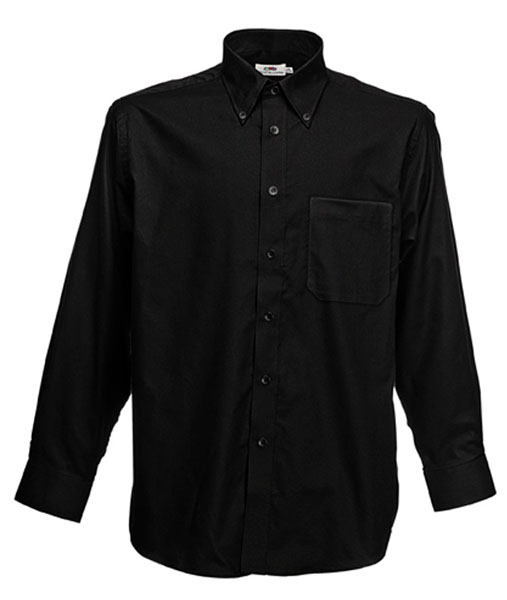 65 114 36 Camasi promotionale barbatesti negre cu maneci lungi Long Sleeve Oxford Shirt Fruit of the Loom poza 3