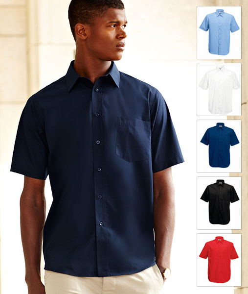 65 116 0 Camasi promotionale barbatesti colorate cu maneci scurte Short Sleeve Poplin Shirt Fruit of the Loom poza 1