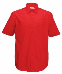 65 116 40 Camasi promotionale barbatesti rosii cu maneci scurte Screen Sleeve Poplin Shirt Fruit of the Loom poza 4