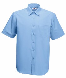 65 116 MU Camasi promotionale barbatesti albastre cu maneci scurte Screen Sleeve Poplin Shirt Fruit of the Loom poza 5