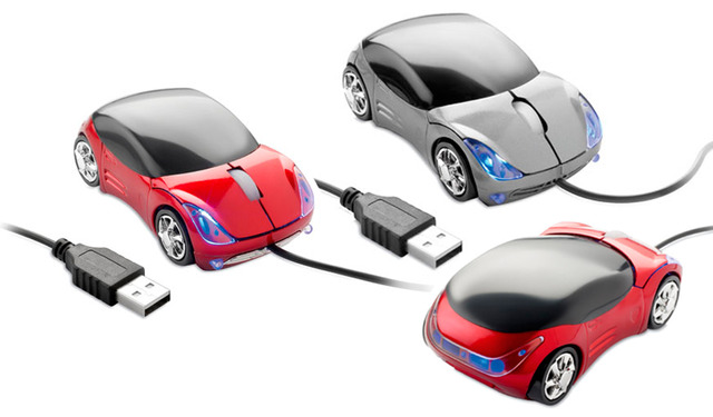 MO7187 Mouse uri promotionale in forma de masina cu leduri albastre in stop si faruri poza 1