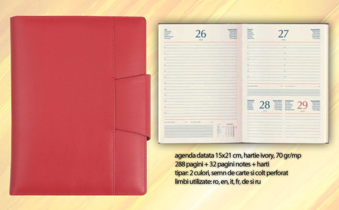 agenda din piele rosie datata 2021 A5 225R poza 1