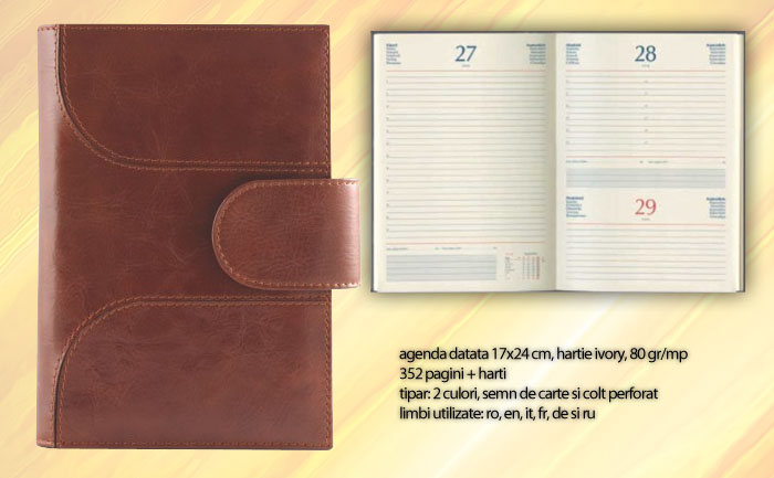 agende 2021 din piele maro datate zilnic B06609M poza 1