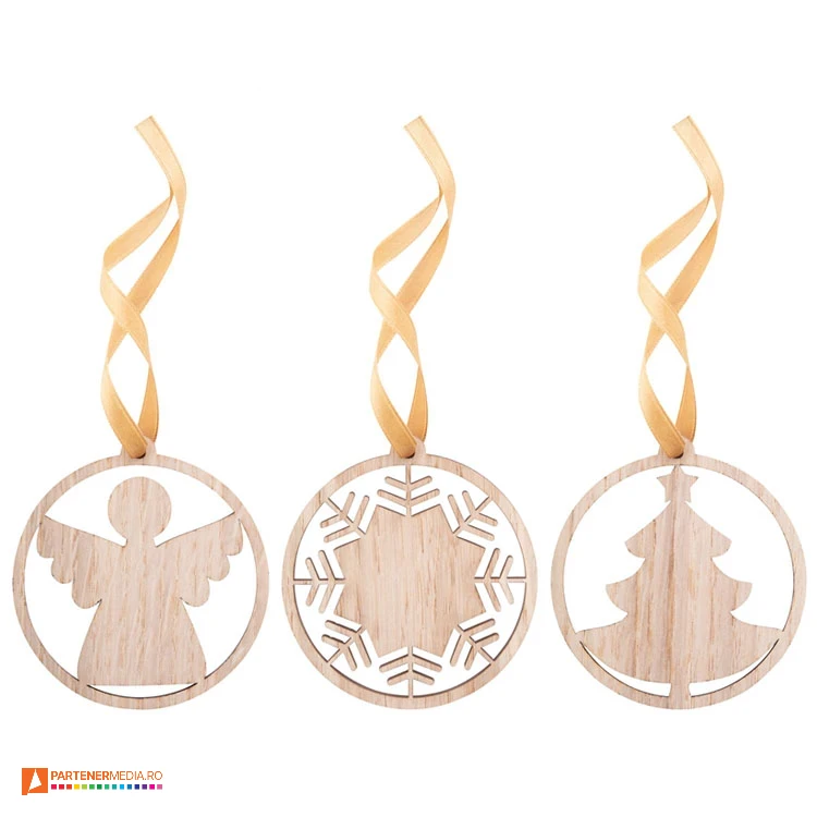 ornamente din lemn de craciun cu panglica ap718778 ornamente din lemn de craciun cu panglica ap718778 poza 1