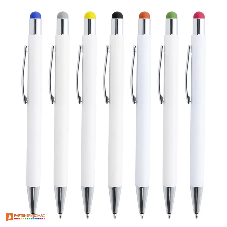 pixuri albe cauciucate cu varf colorat touch pen ap721094 pixuri albe cauciucate cu varf colorat touch pen ap721094 poza 1