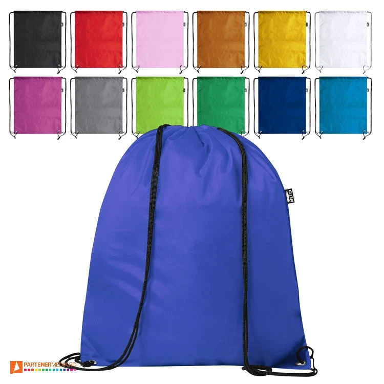 Rucsacuri tip drawstring cu capacitate de 6 litri si snururi duble rucsacuri drawstring colorate din poliester reciclat cu snururi negre ap721547