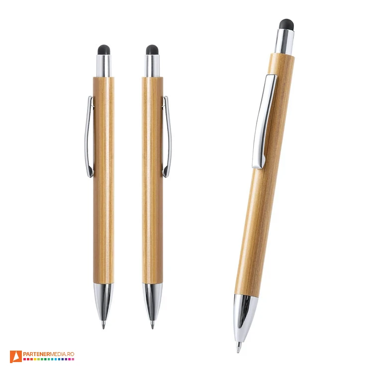 pixuri din lemn de bambus cu varf touch pen ap721866 poza 1