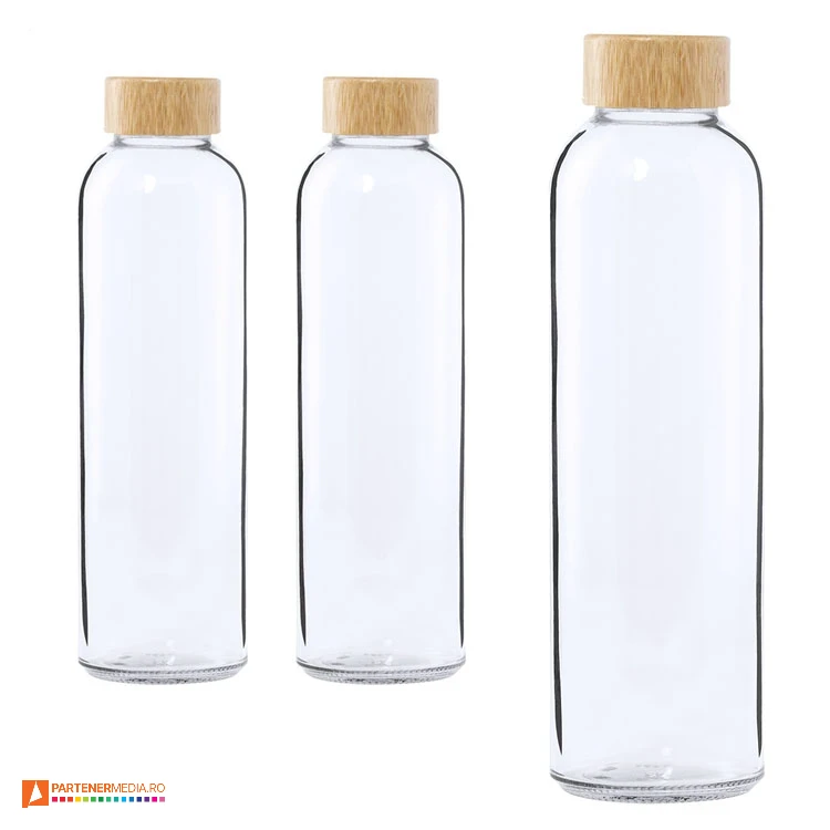 sticle promotionale transparente de 500 ml cu capac din lemn ap722186
