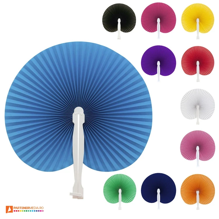 Evantaie promotionale colorate din hartie cu maner din plastic evantae colorate din hartie cu maner alb din plastic ap731531