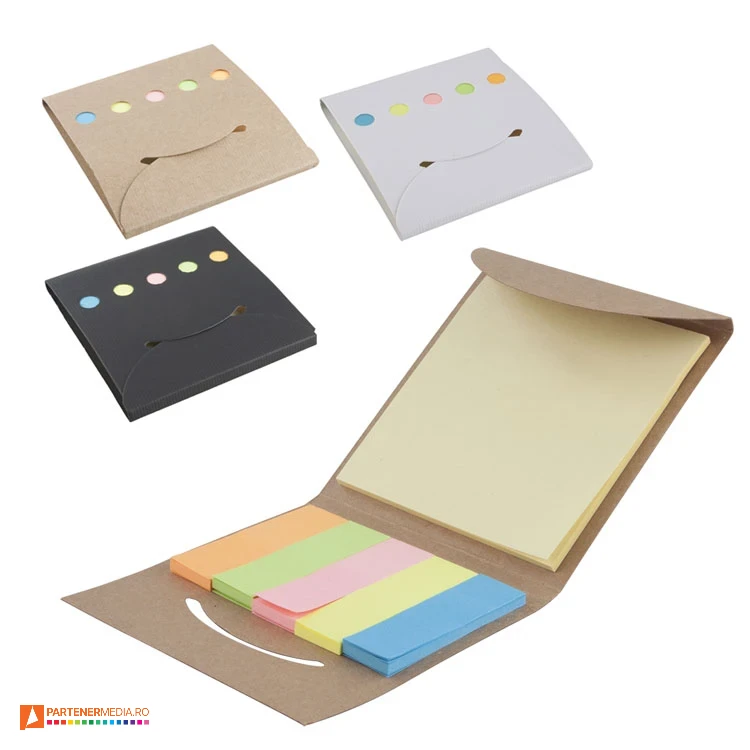 Blocnotes-uri cu coperti din carton si forma patrata, cu seturi de etichete colorate seturi de etichete colorate adezive in coperti din carton ap731613