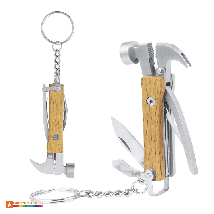 Unelte multifunctionale din otel inoxidabil, cu 7 functii si inel metalic pentru chei brelocuri multifunctionale cu accesorii pliabile ap733336