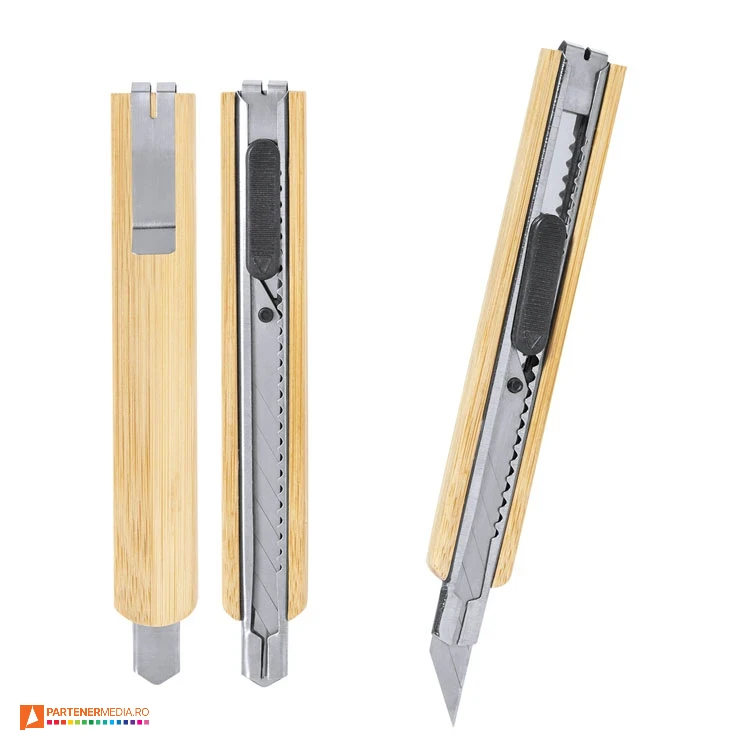 cuttere promotionale din metal si lemn de bambus ap733615 poza 1