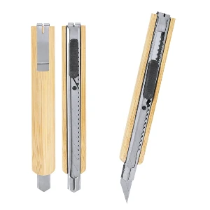 cuttere promotionale din metal si lemn de bambus ap733615