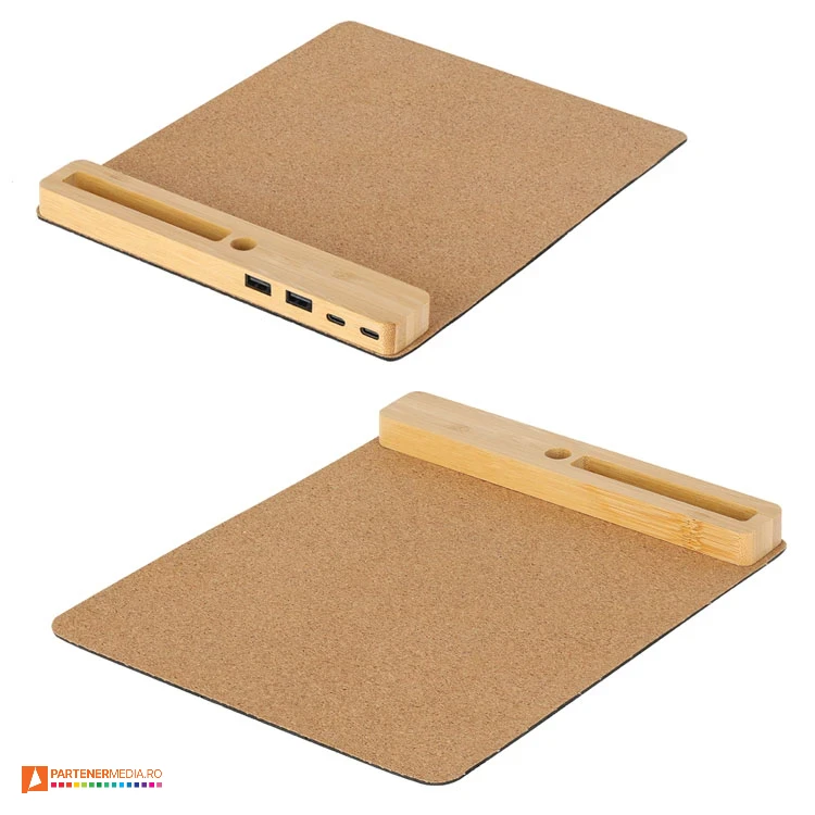 mousepad uri din pluta cu porthub usb si suport de telefon ap735512 poza 1