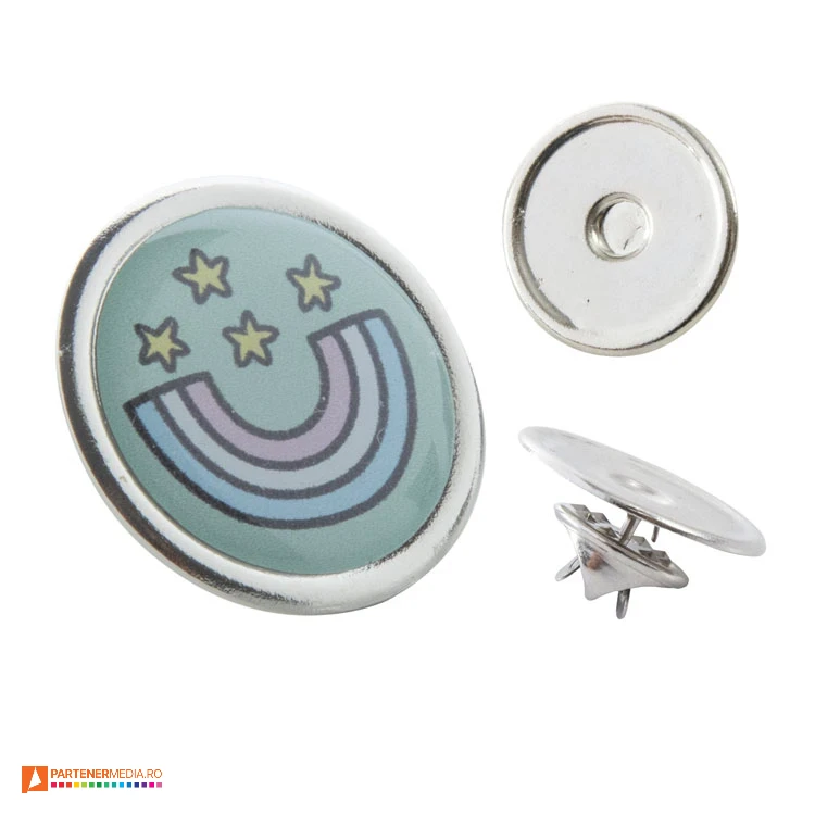 Insigne promotionale metalice cu rasina epoxy si ac de siguranta ecusoane metalice rotunde cu pin ap757009