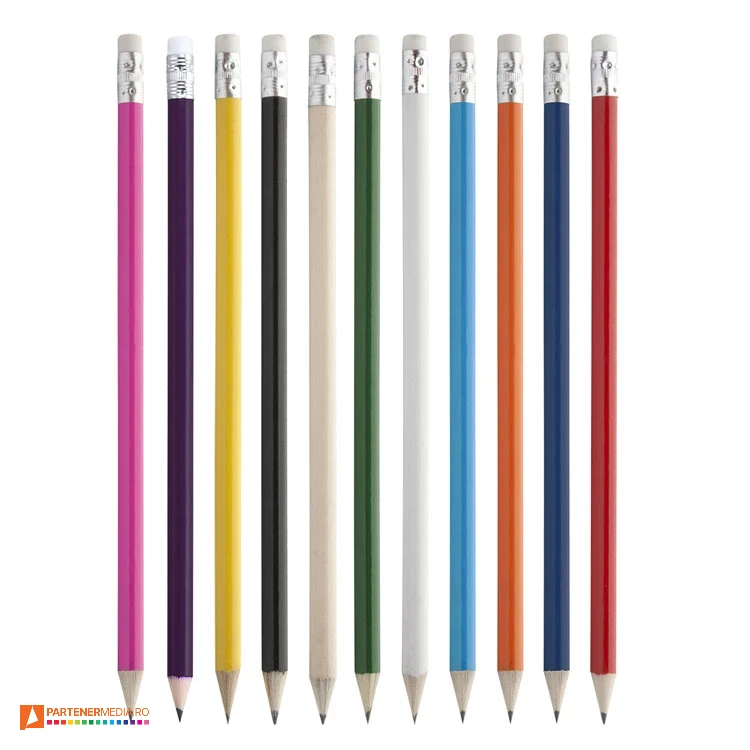 creioane din lemn cu radiera si corp colorat ap761194 creioane din lemn cu radiera si corp colorat ap761194 poza 1