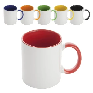 cani albe sublimabile cu interior si maner colorate ap791325