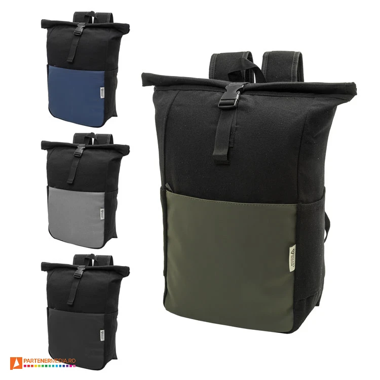 Rucsacuri de laptop cu buzunar frontal din imitatie de piele si inchidere prin fermoar ascuns rucsacuri rolltop promotionale cu buzunar de laptop ap800132