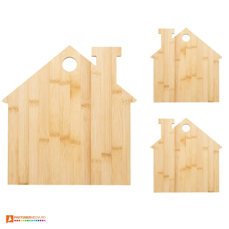 tocatoare din lemn de bambus cu forma de casa ap800162