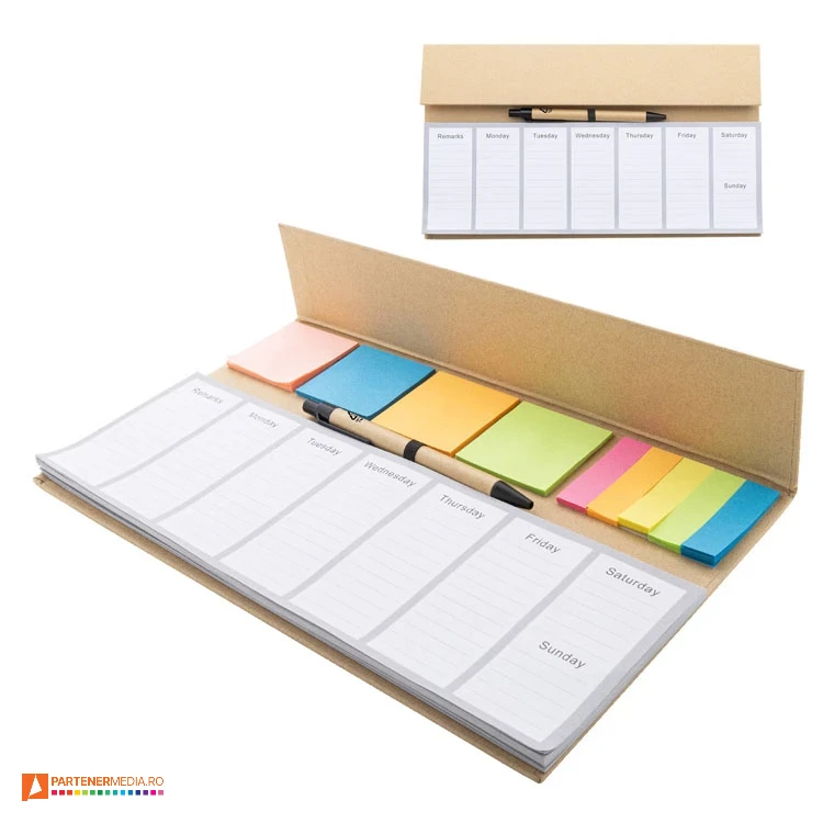 Planere cu 100 de notite adezive si 125 de etichete colorate planere cu etichete colorate si pix inclus ap800166