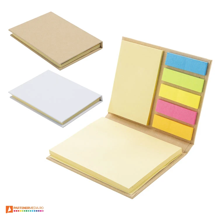 Seturi de etichete galbene adezive si 125 de etichete colorate, cu coperti din carton seturi de etichete adezive promotionale ap800171