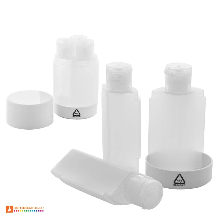 Seturi de 3 recipiente cu capacitate de 40 ml si suport din plastic cu capac seturi de 3 recipiente transparente pentru calatorii ap800184