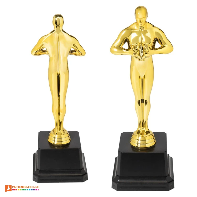 Trofee promotionale din plastic cu silueta si suprafata aurie trofee promotionale cu silueta aurie ap800257