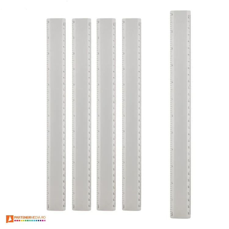 Rigle din aluminiu promotionale cu lungime de 30 cm si design clasic rigle metalice argintii de 30 centimetri ap800411
