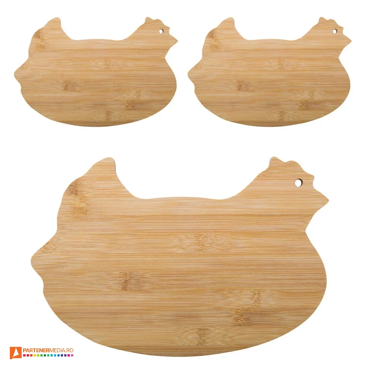 Tocatoare promotionale din lemn de bambus cu forma de gaina tocatoare cu forma de gaina din lemn de bambus ap800416