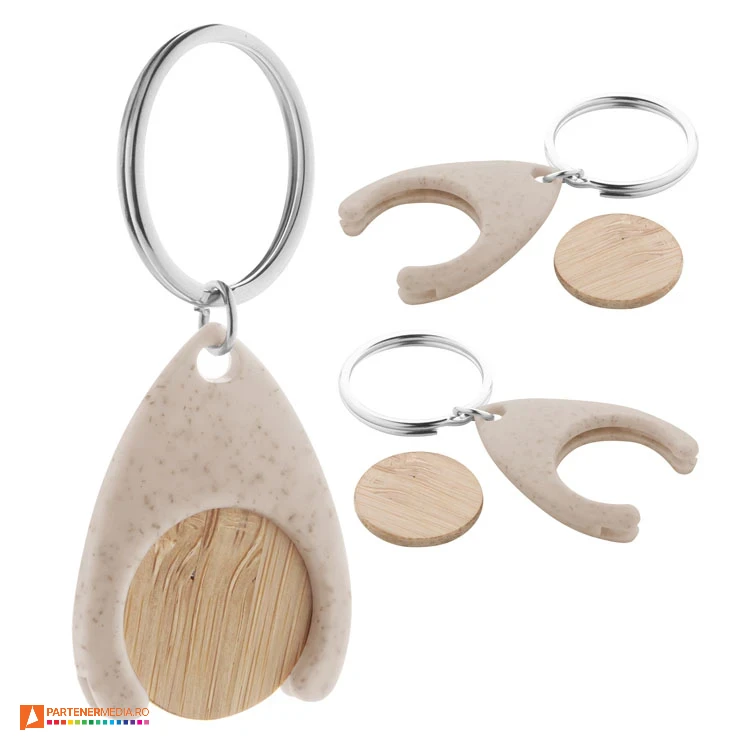 brelocuri ecologice cu moneda din lemn de bambus ap800458 poza 1