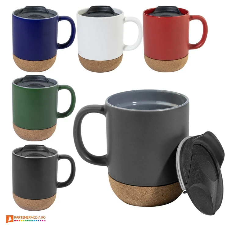 cani ceramice colorata cu capac din plastic si baza din pluta ap800548 poza 1