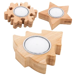 suporturi din lemn cu design de craciun si lumanare inclusa ap800784