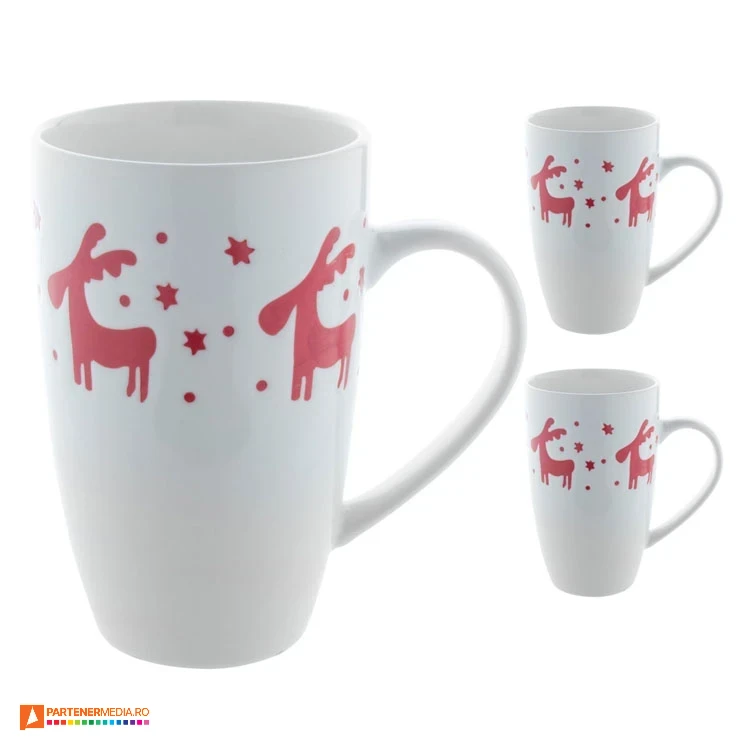 cani din portelan albe de 400 ml cu design de craciun ap803418 poza 1