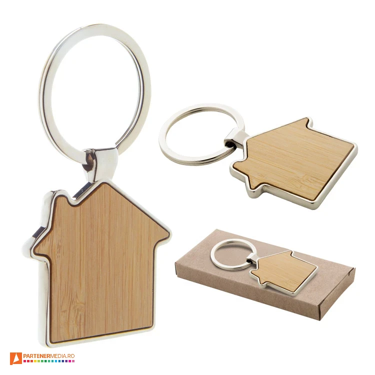 brelocuri cu forma de casa din metal si lemn ap806983 poza 1