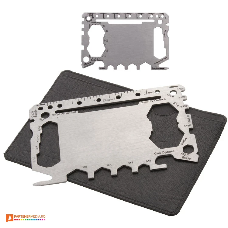 Unelte multifunctionale promotionale cu forma de card unelte multifunctionale metalice cu forma de card ap808049