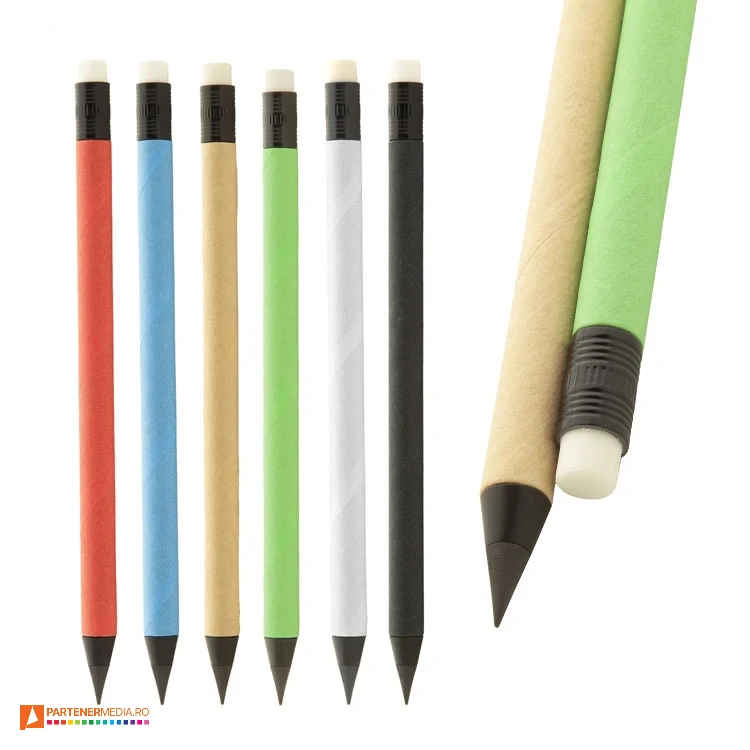 creioane inkless promotionale cu corp colorat din hartie reciclata ap808072 poza 1