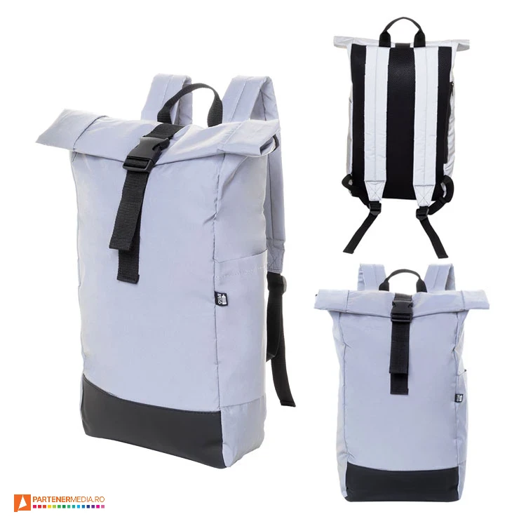 rucsacuri promotionale reflectorizante cu inchidere roll top ap808140 rucsacuri promotionale reflectorizante cu inchidere roll top ap808140 poza 1