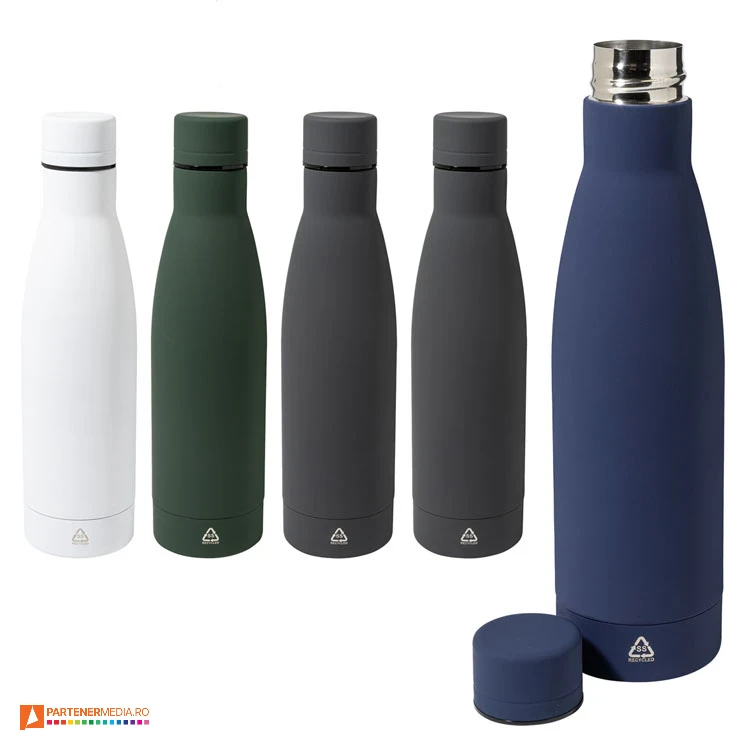 sticle metalice de 750 ml cu suprafata cauciucata colorata ap808163